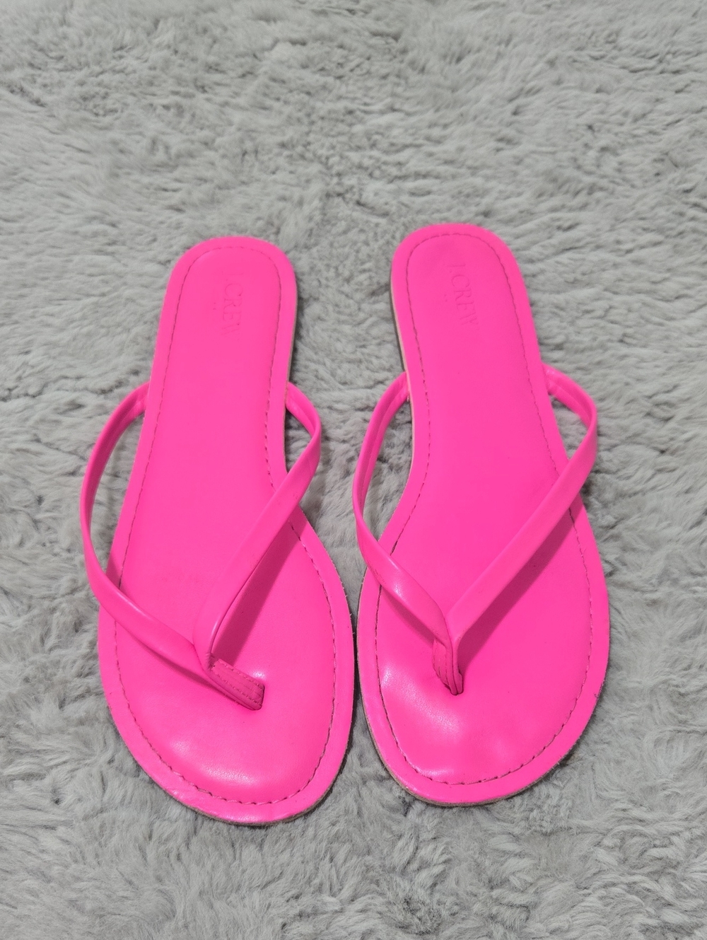 J.Crew bright pink thong leather sandals size 9